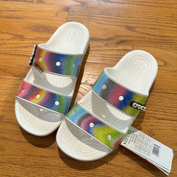 CROCS | Shoes | Nwt Crocs Multicolor Slides Size W8m6 | Poshmark